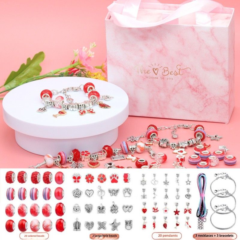 Glasierte Kristalllegierung Große Lochperlen Schmuck Kindergeschenk Liebe Cartoon Armband Armband_voghion.com