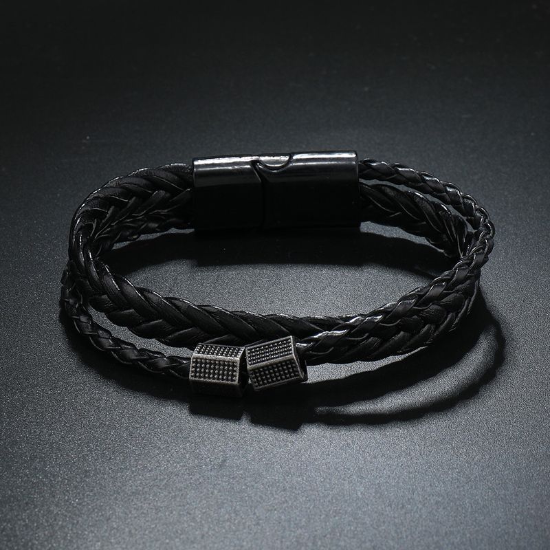 Bracciale in pelle intrecciata di alta qualità con fibbia magnetica, design unico per uomo, stile hip-hop, bracciale di coppia_voghion.com