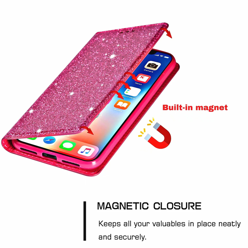 Custodia Glitter Bling per Huawei P20 P30 P40 Compagno 10 20 Pro Lite P Smart 2019 Y6 Y7 2019 Honor 8A Portafoglio di vibrazione Fonda Proteggi_voghion.com
