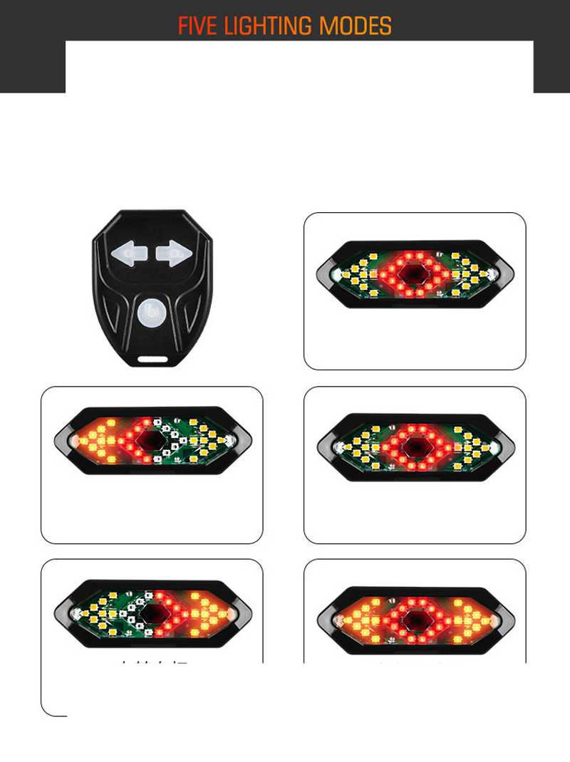 Intelligent remote control turn signal USB charging mountain waterproof taillight 18led bike with horn warning light_voghion.com