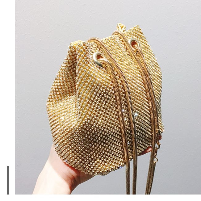 with Diamond Embedding Evening Dress Water Bucket Clutch Multi functional Handheld Banquet Bag_voghion.com