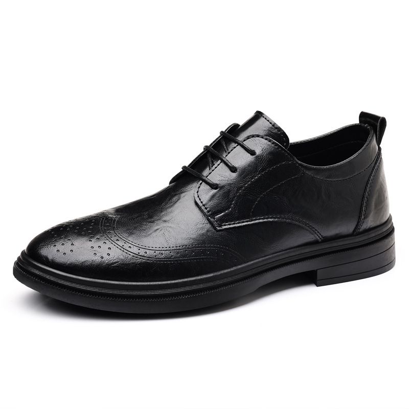 2025 Spring New High-End Casual Youth Carved Brogue Trendy Breathable Men's Shoes Height Increasing Soft Leather_voghion.com