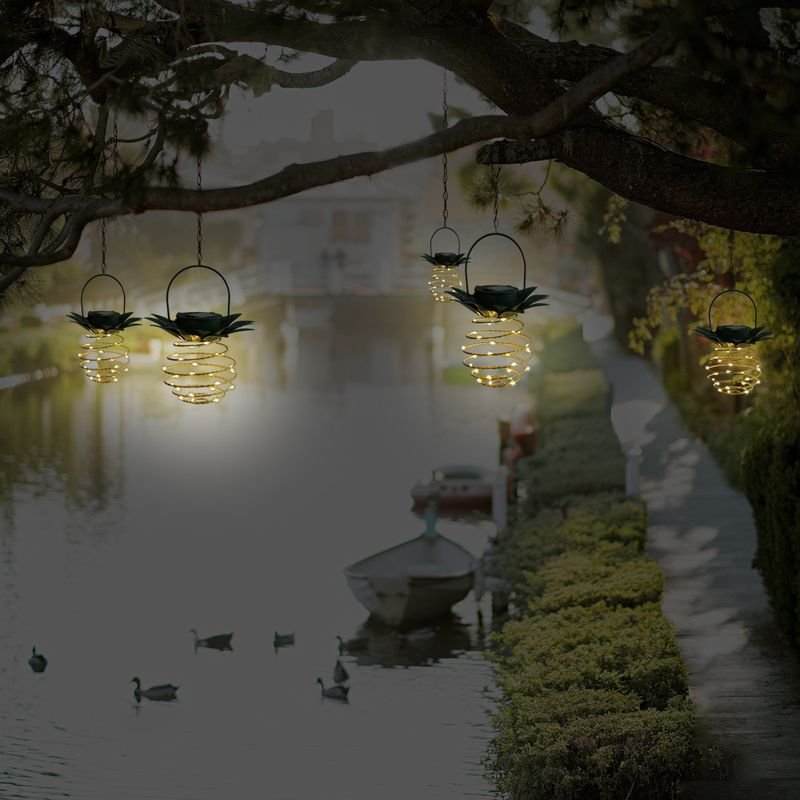 Cross Border Solar Pineapple String Lights Outdoor Waterproof Garden Landscape Hanging Lights Iron Copper Wire Light String Lights Pineapple Lights_voghion.com