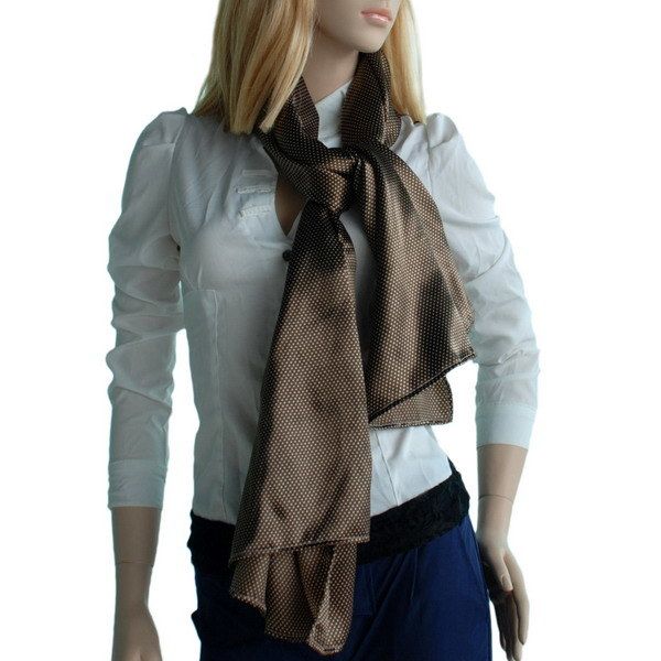 Blando Brown Small Cute Dot Design Campus Style Silk Scarf/Wrap/Shawl(Small)_voghion.com