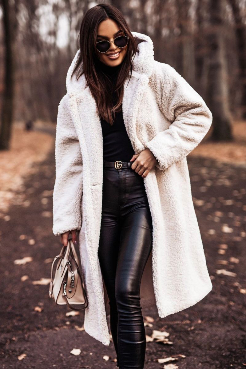 Modischer, langärmliger Wollmantel für Damen in klaren Farben_voghion.com