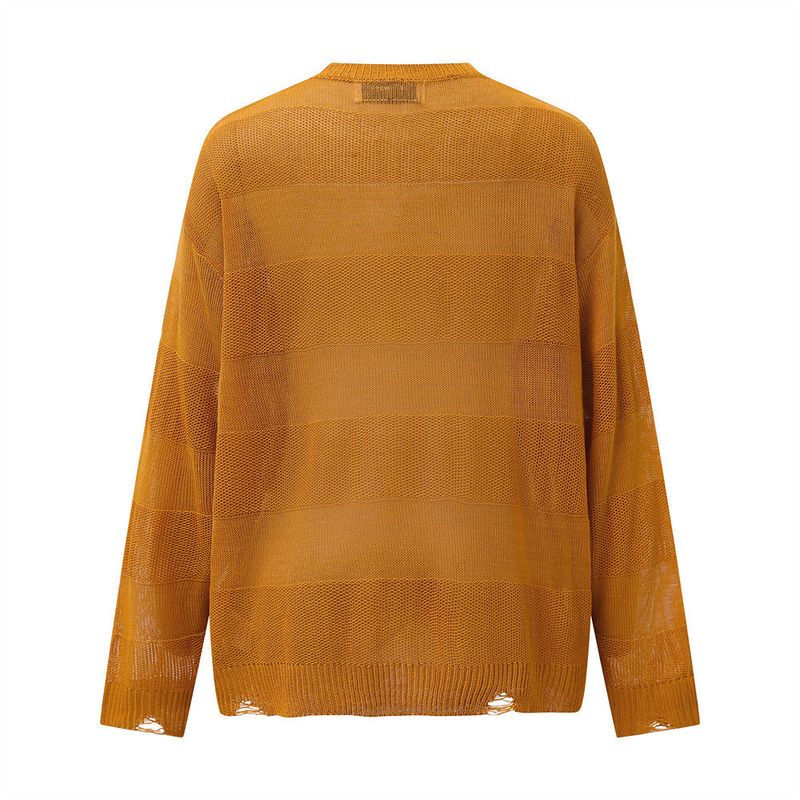 Dünner Strickpullover mit Buchstabendruck für Herren, Herbst, lässig, locker, amerikanischer Streetstyle, faul, Rundhalsausschnitt, langärmeliges Oberteil_voghion.com