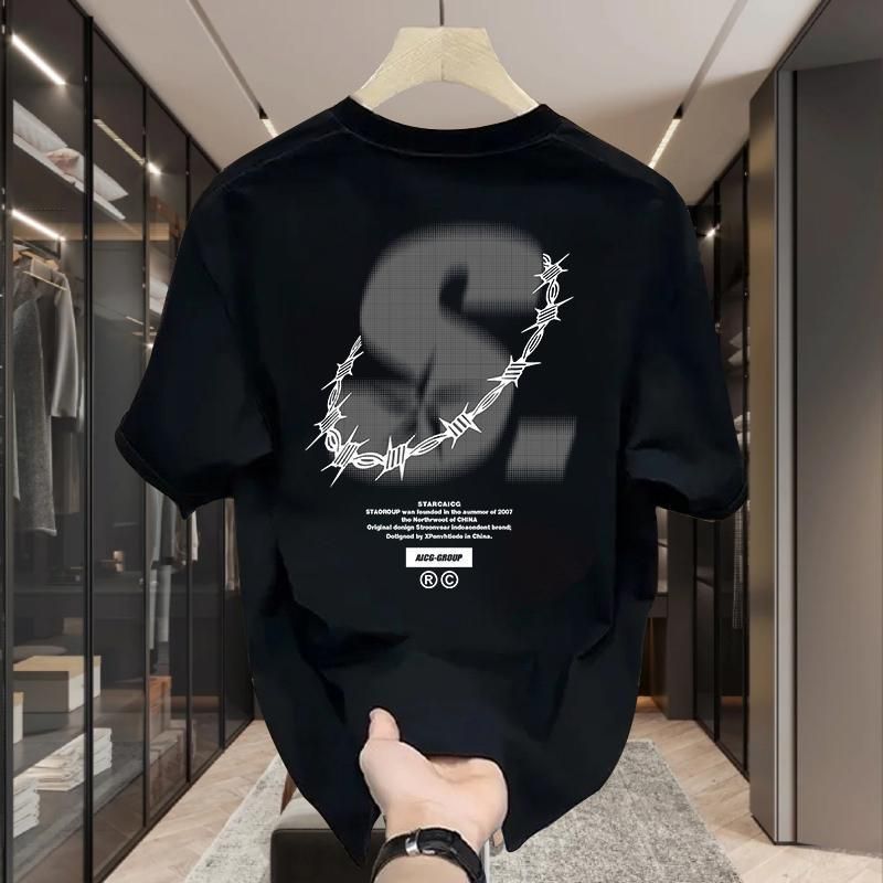 High quality trendy ins personalized printed short sleeved T-shirt for men's 2024 spring/summer loose and_voghion.com