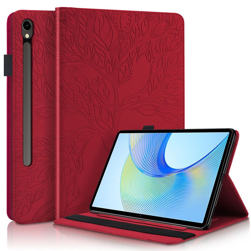Étui portefeuille en cuir pour tablette Samsung Galaxy Tab S10 FE Plus 13 pouces (2025), motif arbre 3D en relief_voghion.com