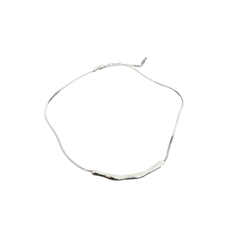 Collana girocollo con catena per clavicola in metallo con pieghe irregolari e geometriche coreane, stile minimalista, personalità e temperamento._voghion.com