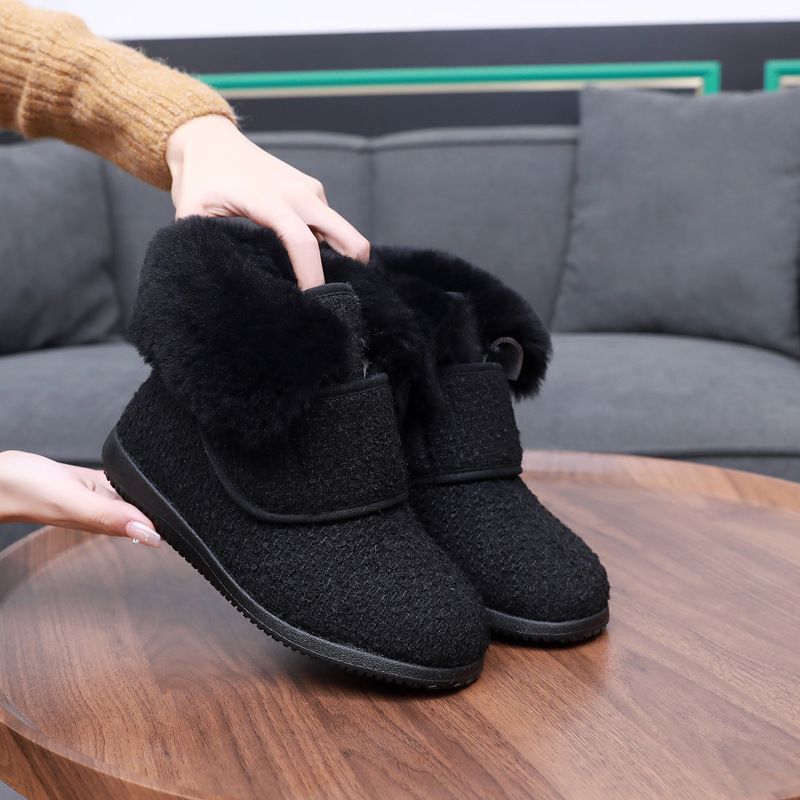 Botas altas cálidas de invierno 2025 para mujer, con forro polar, cuello ancho de piel de oveja y algodón con forro de plumón._voghion.com
