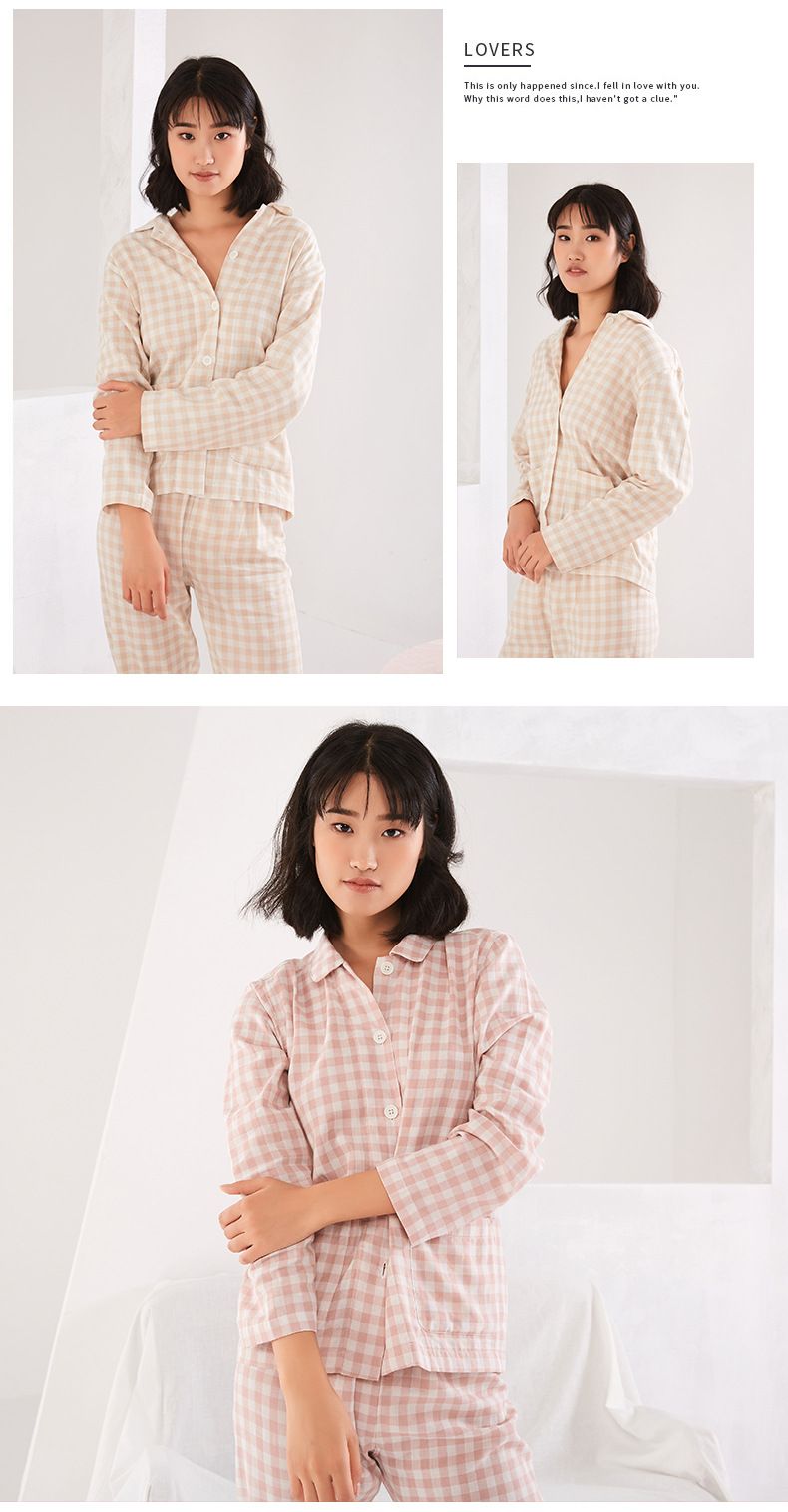 Soft Cotton Plaid Pajama Set For Men & Women - Breathable Long Sleeve Sleepwear With Comfortable Lounge Pants - Couple Matching Homewear_voghion.com