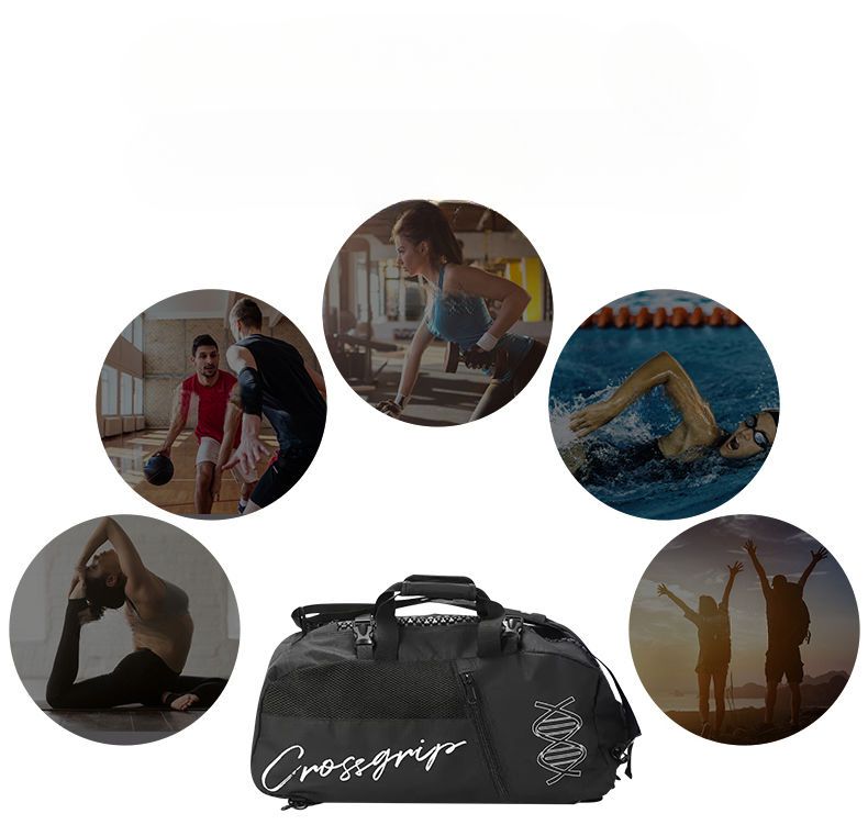 New Multifunctional Functional Style Gym Bag, Shoulder Crossbody Handheld Three-in-One Black Sports Breathable Canvas_voghion.com