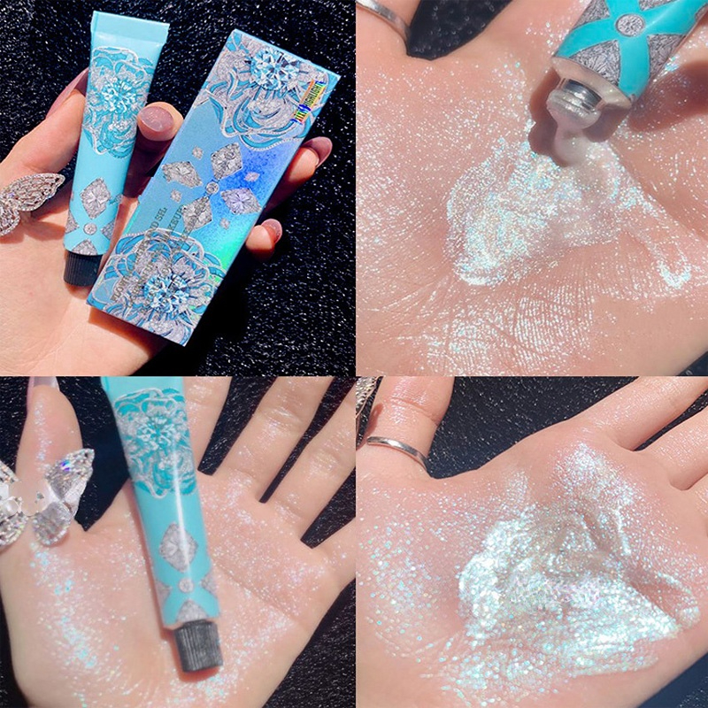 flytande 7g Highlighter guldblå palett glödkontur skimmerpuder Ljus upp makeup för ansiktskropps highlighter Li_voghion.com