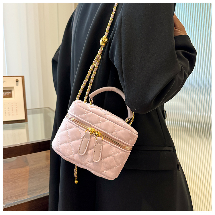 2024 Nuovo Mini portatile da donna a spalla singola Crossbody Rossetto PU Versatile Lingge Piccola borsa a catena profumata_voghion.com