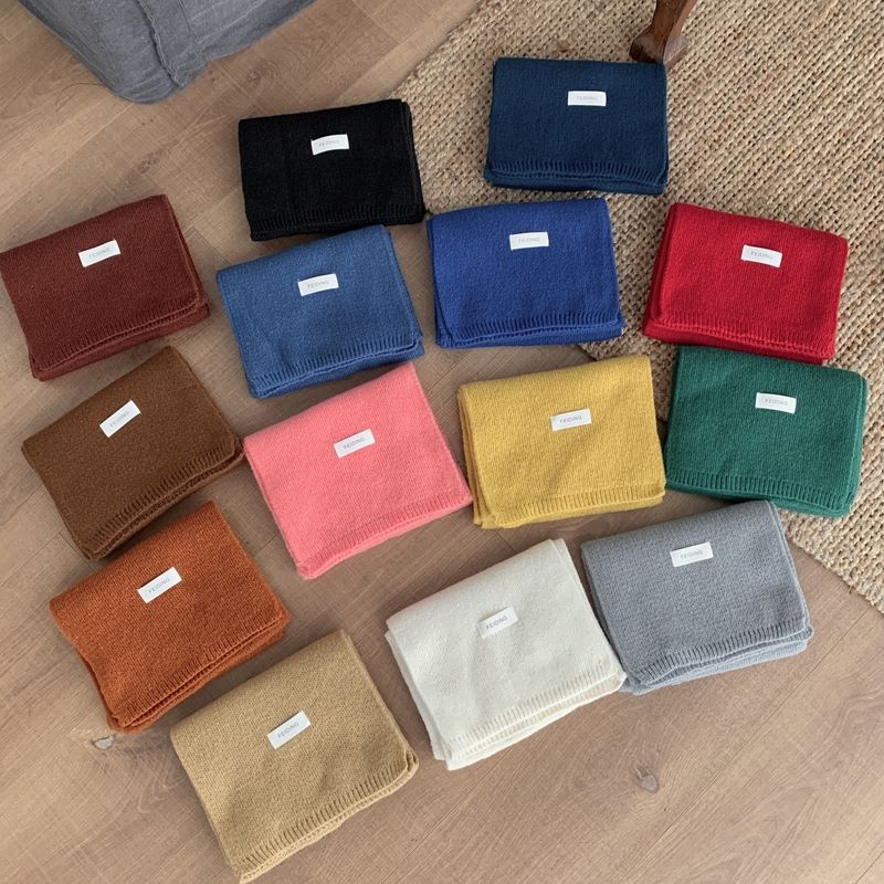 New Winter Women's Scarf Solid Color Soft Sticky Versatile Korean Couple Fashion Student Basic Knitted Warm Neck_voghion.com