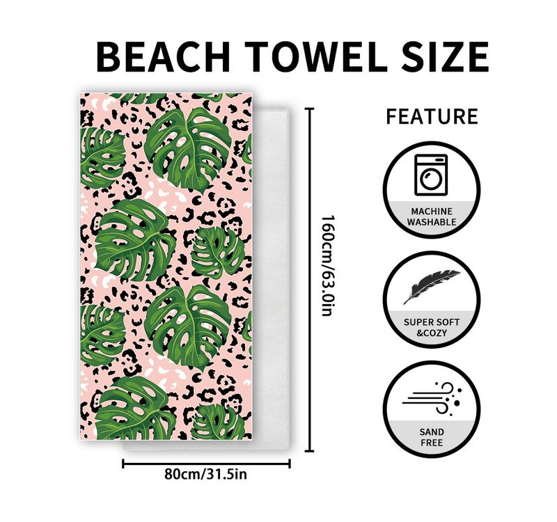 Asciugamano da spiaggia con protezione UPF - Flanella bifacciale e stampa personalizzata (microfibra super assorbente ad asciugatura rapida, multifunzionale come scialle e telo da piscina)_voghion.com