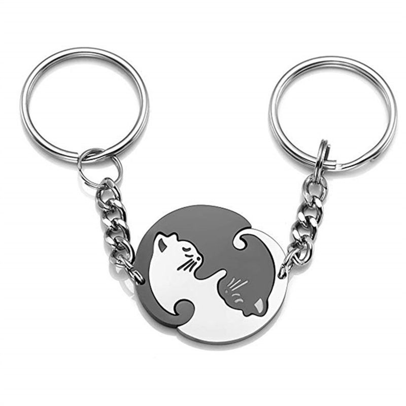 Portachiavi a forma di gatto in due pezzi, materiale scolastico e per ufficio_voghion.com
