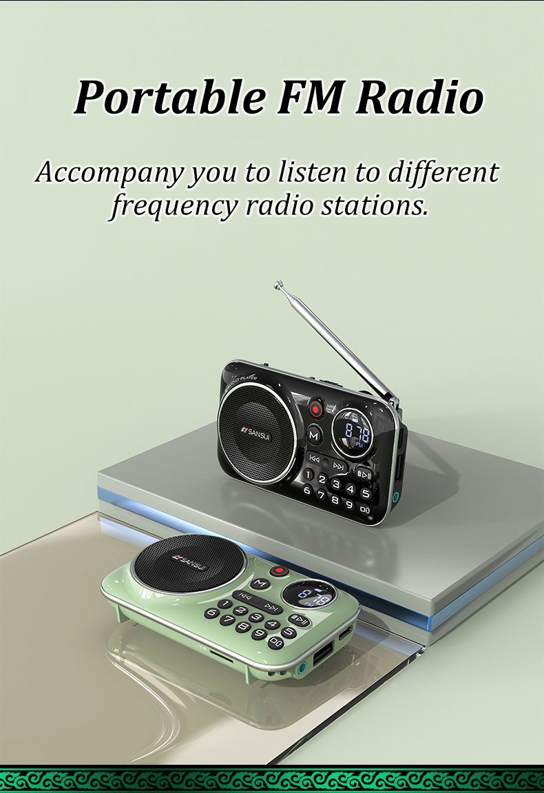 Altoparlanti Bluetooth SANSUI F21 Mini radio FM portatile wireless per anziani Multifunzionale per esterni Scheda TF / USB Musica_voghion.com