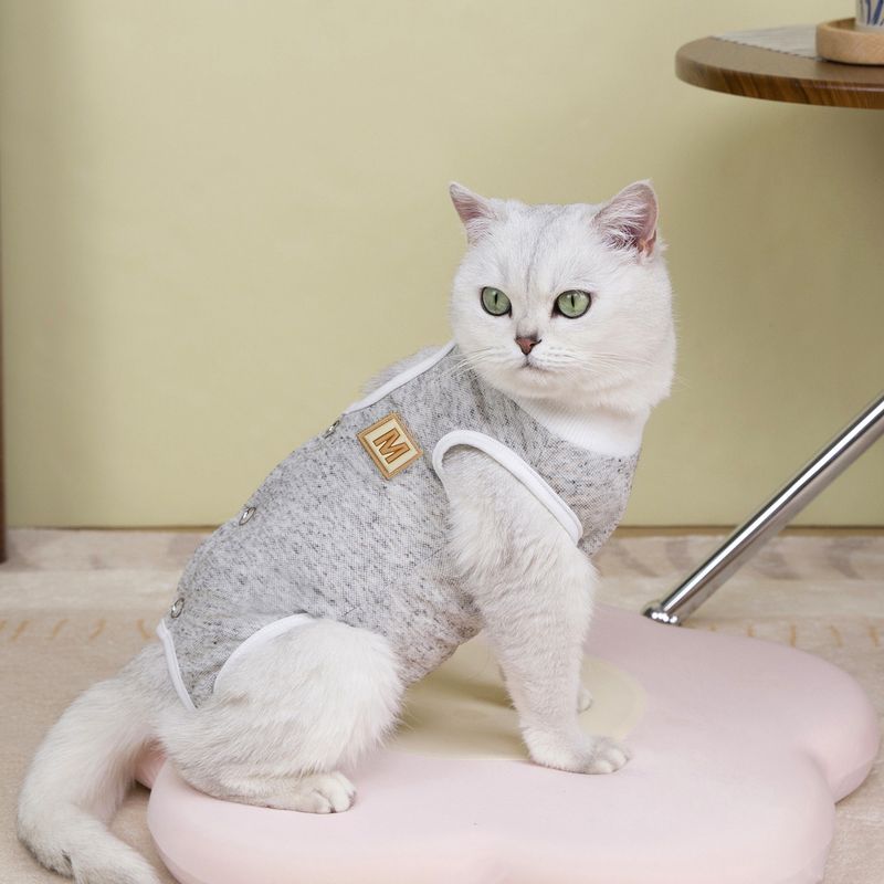 Summer Lightweight Breathable One-Piece Anti-Shedding Cat Vest Soft Casual Comfortable Air Conditioning Polyester Pet_voghion.com