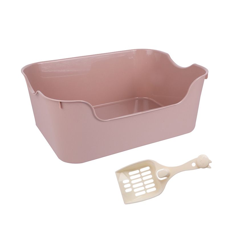 Portable Semi-Enclosed Splash-Proof Toilet Solid Color Box Litter Scoop Cat Supplies_voghion.com