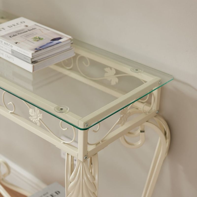 2-Tier Modern Tempered Glass Console Table,Entrance Table,Sofa Table With Storage Shelf,for Living Room,Entryway,Hallway,Metal Frame_voghion.com