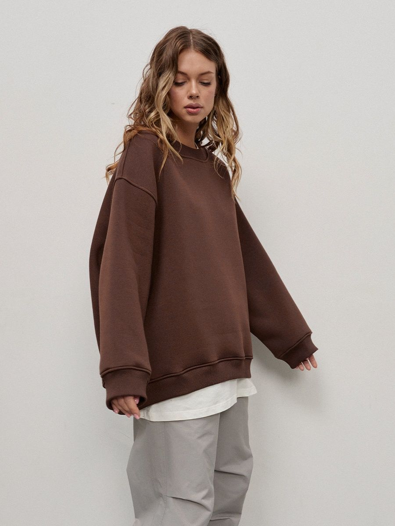 Robe femme col rond sweat à capuche ample femme_voghion.com