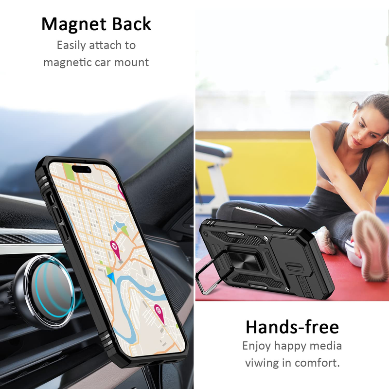 Hülle für iPhone 15 14 13 12 11 Pro XS Max Plus XR 8 7 Plus SE 2022 2020 Ringständer Rüstung Anti-Fall Slide Kamera_voghion.com