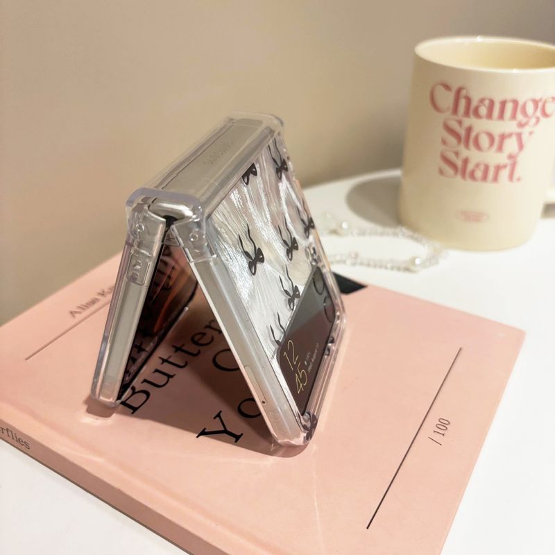 Fold full screen bow for Samsung zflip5 folding screen phone case GalaxyZFLIP3/4 protective cover_voghion.com