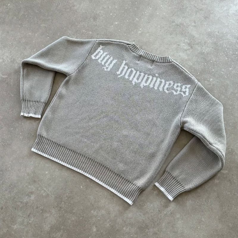 Pull Streetwear brodé pour homme – Pull oversize en tricot à col rond pour une allure décontractée en automne et en hiver_voghion.com