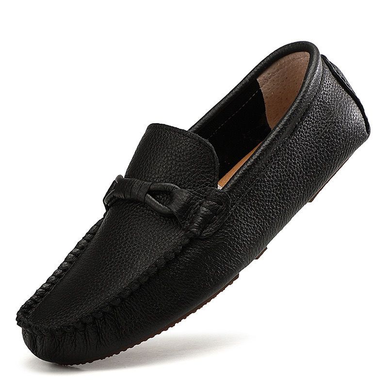 Four Seasons New Layer Lazy Small Feet Men's Casual Soft Top Leather Bean Driving Shoes_voghion.com