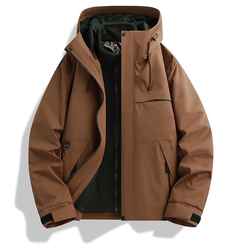 Giacca da trekking con cappuccio, unisex, antivento, impermeabile, fodera staccabile, 3 in 1, autunno inverno_voghion.com