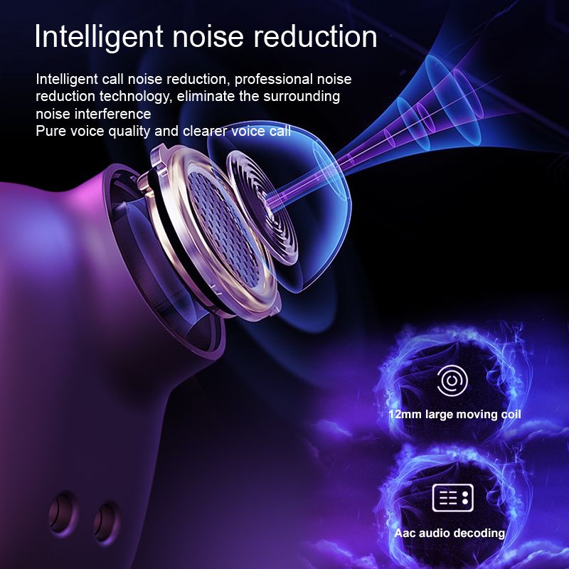 Trådløse hodetelefoner med mikrofon Gaming Headset 8D Stereo Vanntett Sport Støydempende Ørepropper TWS Øretelefon Bluetooth_voghion.com