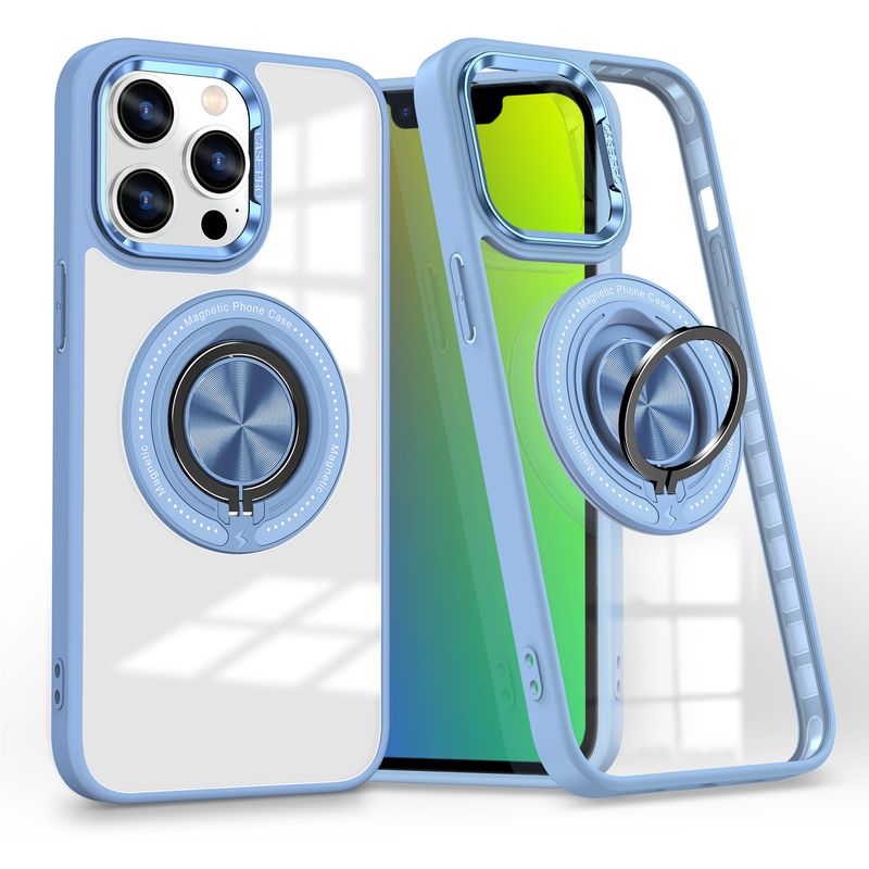 Phone Case & Covers Applicable 15Pro Mobile Phone Case Transparent Ring Car Invisible Bracket Magnetic Suction Protective Cover_voghion.com