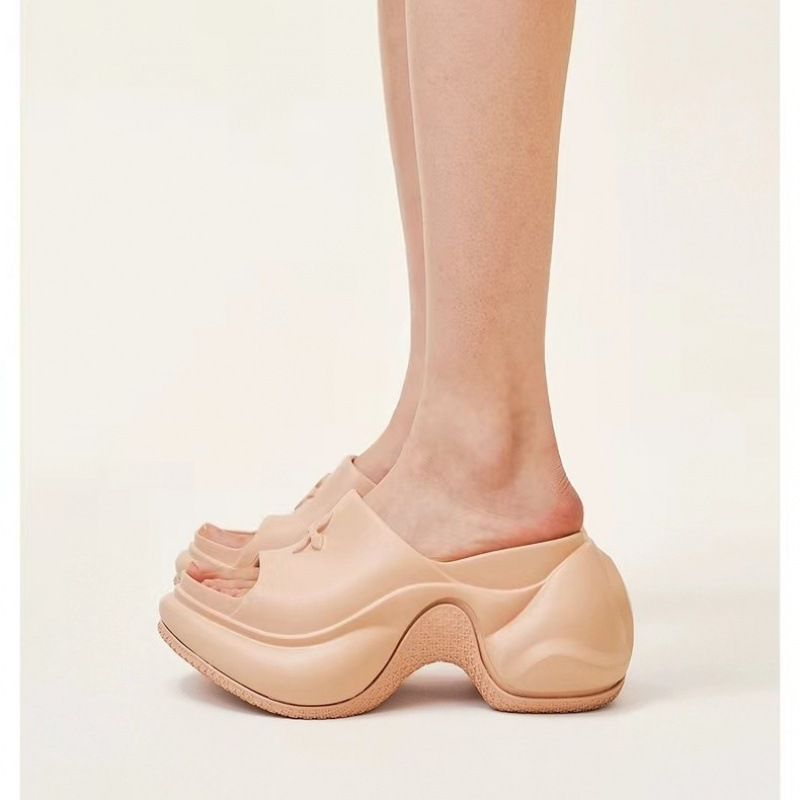 Platform Cross Flower 9Cm Wedge High Heel Slippers 2024 Summer New Casual Internet Celebrity Stepping On Clouds Beach_voghion.com