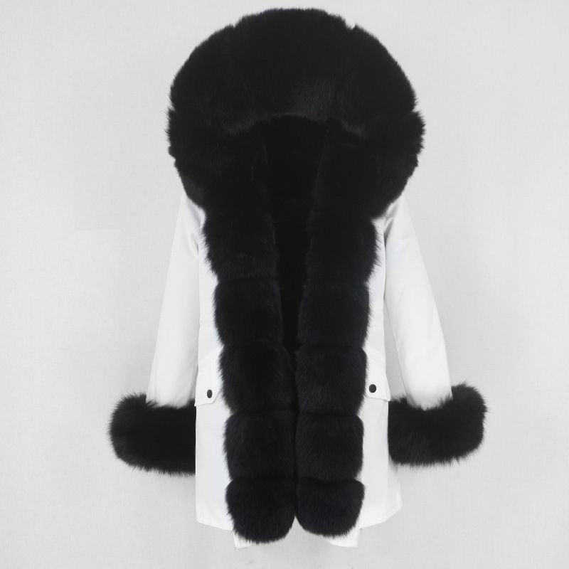 Women's Clothing hot sale winter parka for women with detachable fox fur collar lining fashionable warm ladies mid length coat_voghion.com