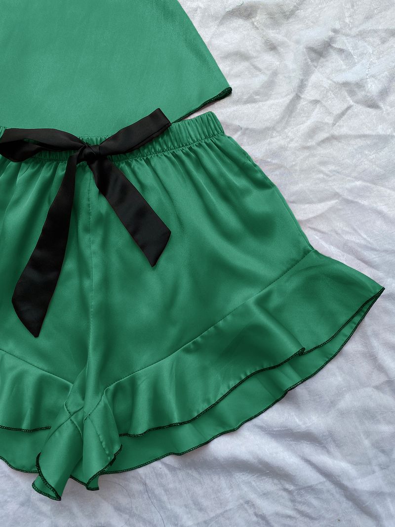 Sexy Hosenträgerrock Home Kleidung Damenmode Weste Shorts Set Home Silk Ice Silk Pyjamas_voghion.com