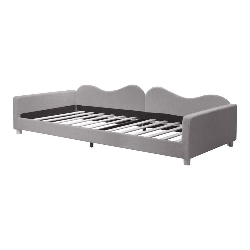 Polsterbett 90x200cm, Schlafsofa, Teddystoff, Mit Armlehnen, Grau_voghion.com