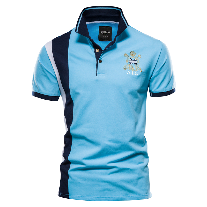 Erkek giyim Yaka spor erkek pamuklu POLO gömlek Moda rahat erkek işlemeli kısa kollu tişört_voghion.com
