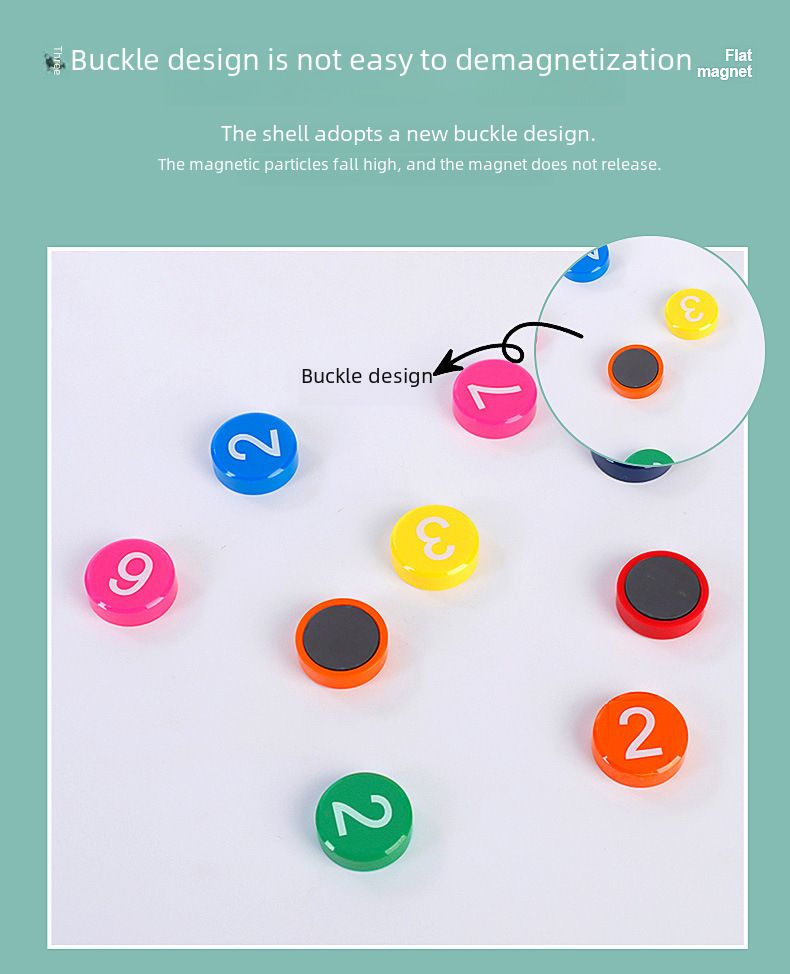 Color Digital Magnetic particle strong whiteboard magnetic nail 20mm office supplies flat magnetic suction teaching aids blackboard stickers_voghion.com