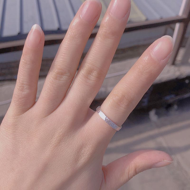 Anelli da uomo in argento massiccio 999, martellati a mano, con dito indice chiuso, per coppia, da donna, anello a fascia semplice._voghion.com