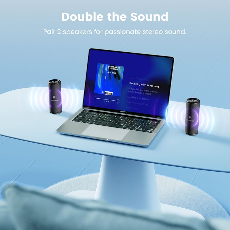 Sounarc P4 Bluetooth Portable Speaker, Pairing, Built-in 3000mAh Battery, 20W Stereo Sound, Various Lighting Modes, IPX6_voghion.com