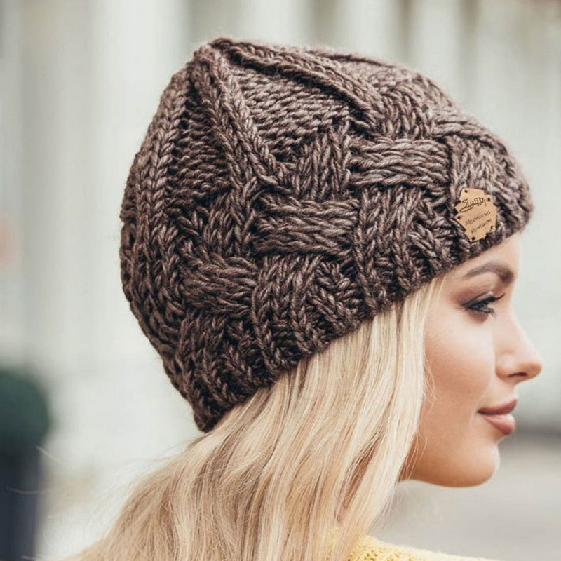 Neue Wintermütze für Frauen, gestrickt, Korea-Mütze, Thic Sullies-Hut, Herbst, im Freien, warme Streetwear-Caps, Rot, Schwarz, Weiß_voghion.com