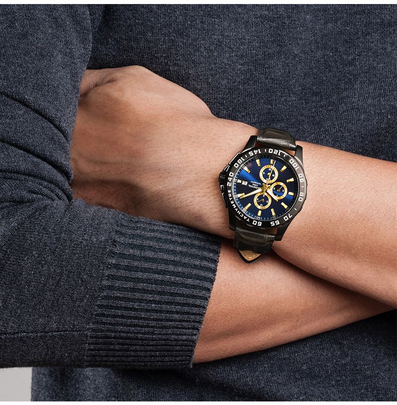 CARNIVAL Montres mécaniques multifonctions pour hommes, montre automatique à double calendrier, bracelet en cuir, lumineuse, étanche_voghion.com