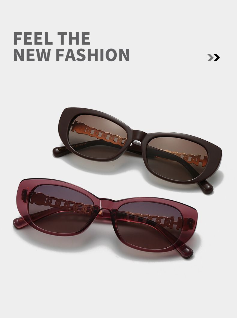 New High-end Metal Chain Fashionable Personalized Polarized With Small Frame Cat Eye Trendy Women's Sunglasses 5129_voghion.com