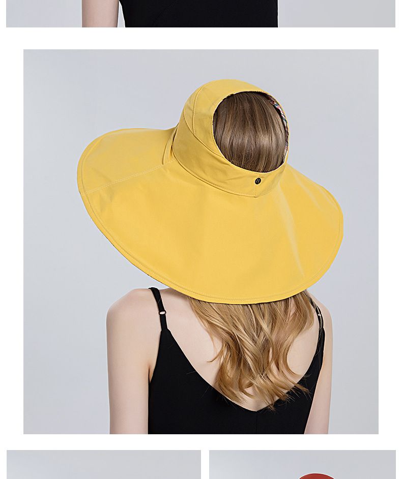 Visiera da donna calda su due lati Pescatore in cotone Bacino pieghevole Secchio a tesa larga Cappello estivo per sole Cappello a cilindro vuoto_voghion.com