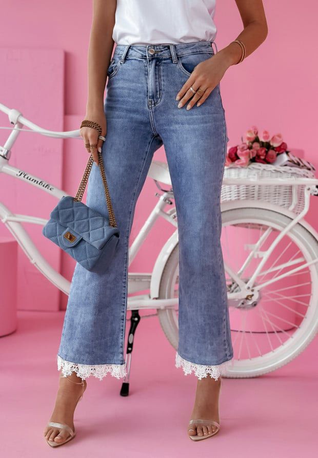Damenbekleidung Jeans Damen Kleine Frische Bein Spitzenhose_voghion.com