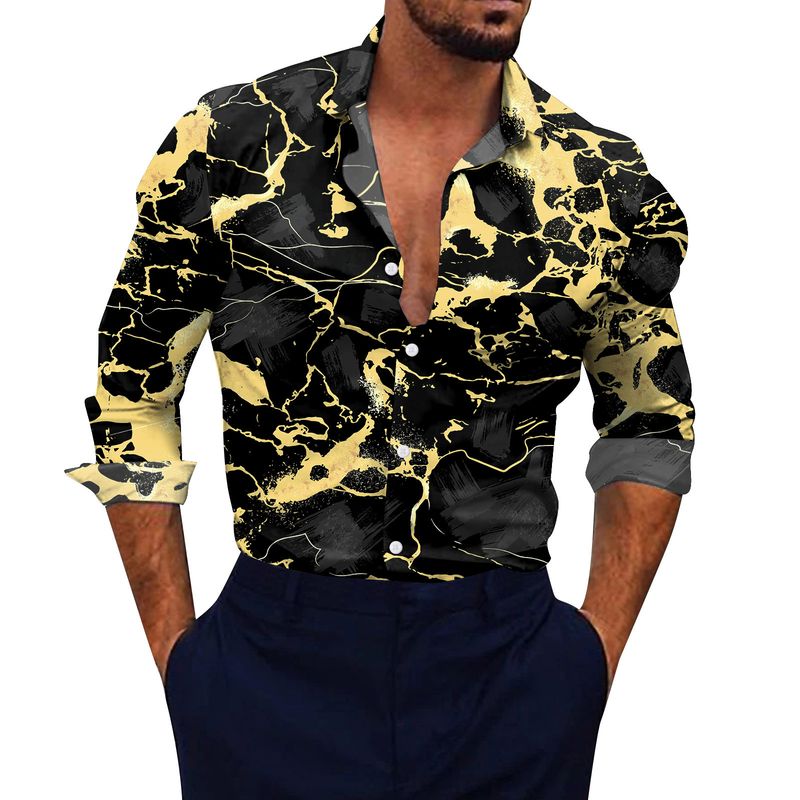 camicia ampia da spiaggia stampata in 3D floreale casual da uomo a maniche lunghe_voghion.com