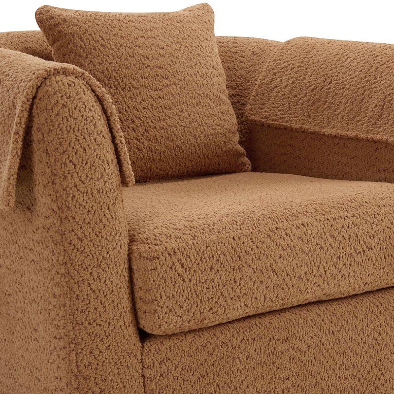 Swivel Accent Chair With Ottoman Set, Modern Chenille Barrel Armchair With Removable Back Pillow & 2 Armrest Covers For Living Room, Bedroom, Office, Yellow_voghion.com