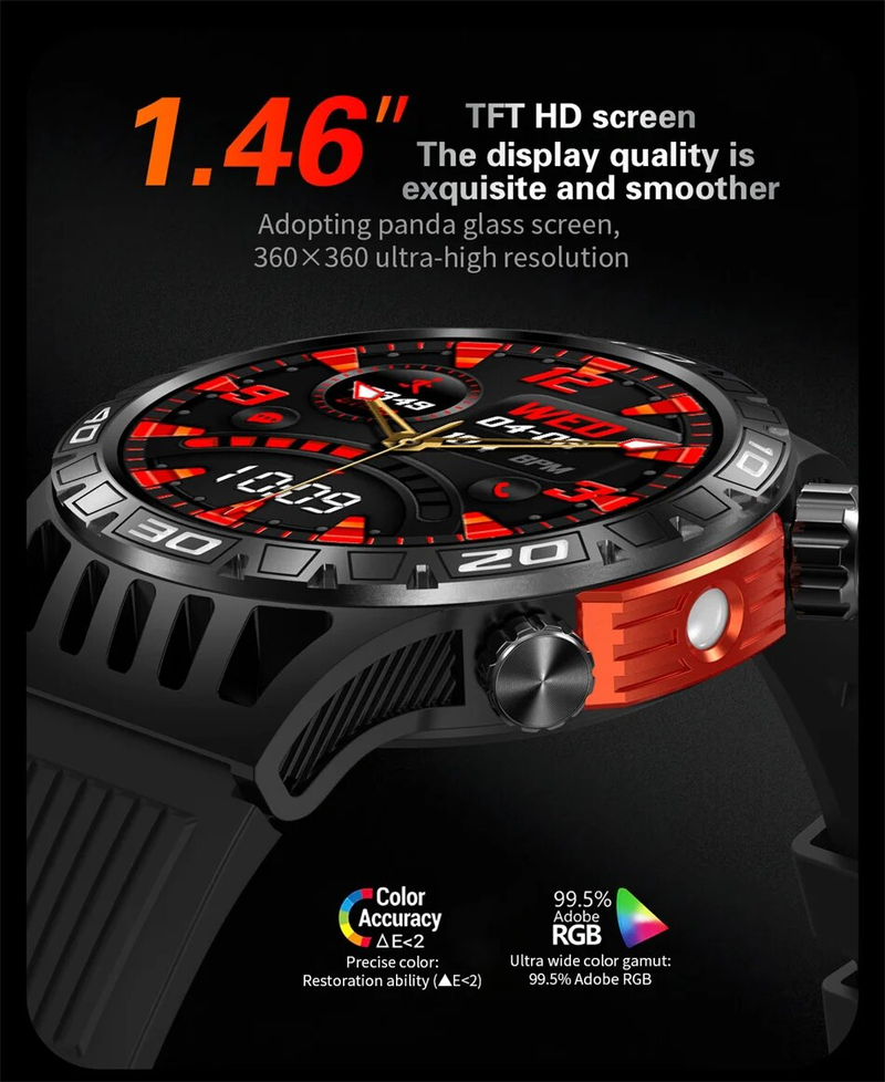GPS-Tracking-Kompass AMOLED-Bildschirm Smart IP68 wasserdicht Outdoor Sports Fiess Uhr Bluetooth Call Männer_voghion.com