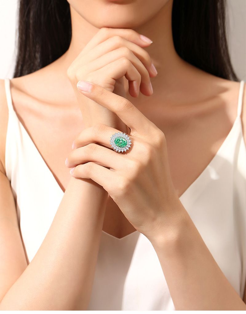 Baifuni Jewelry S Silber Smaragd weibliche Palaibahao Set High Carbon Diamant Ring_voghion.com
